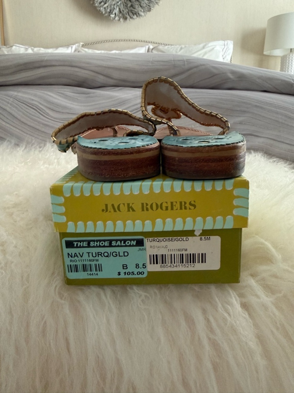 Jack Rogers Turquoise and Gold Leather Sandals. Sz 8 M - Picture 6 of 6